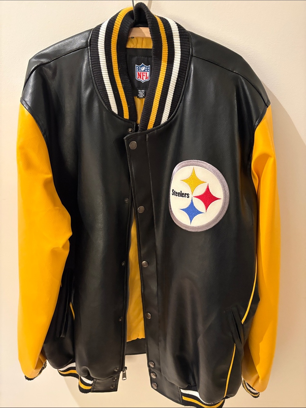 Black & Gold Varsity Leather Jacket